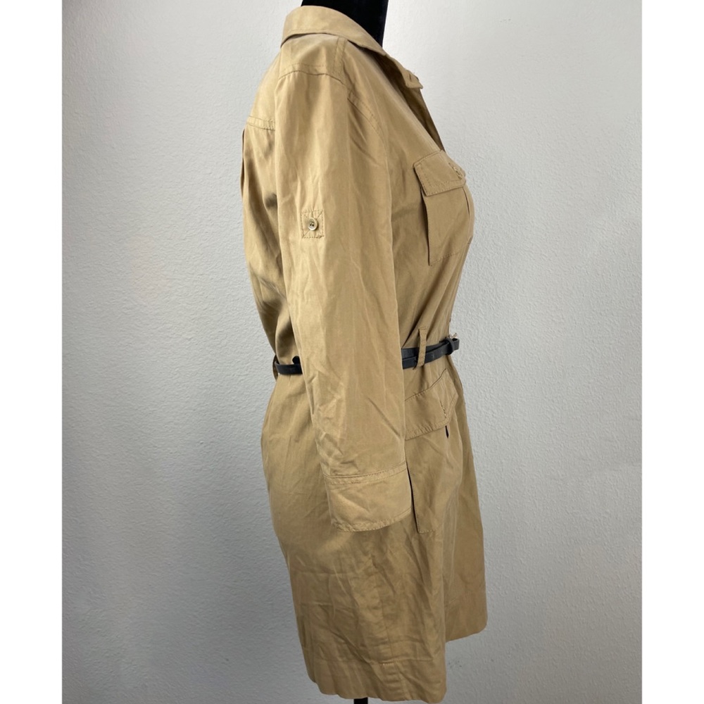 J. CREW • Tan Silk Cargo Shirt Dress, 0P - Picture 6 of 16